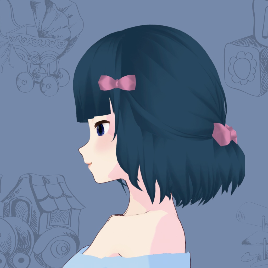 Doll Hair || VRoid Custom Item || Easy Recolor