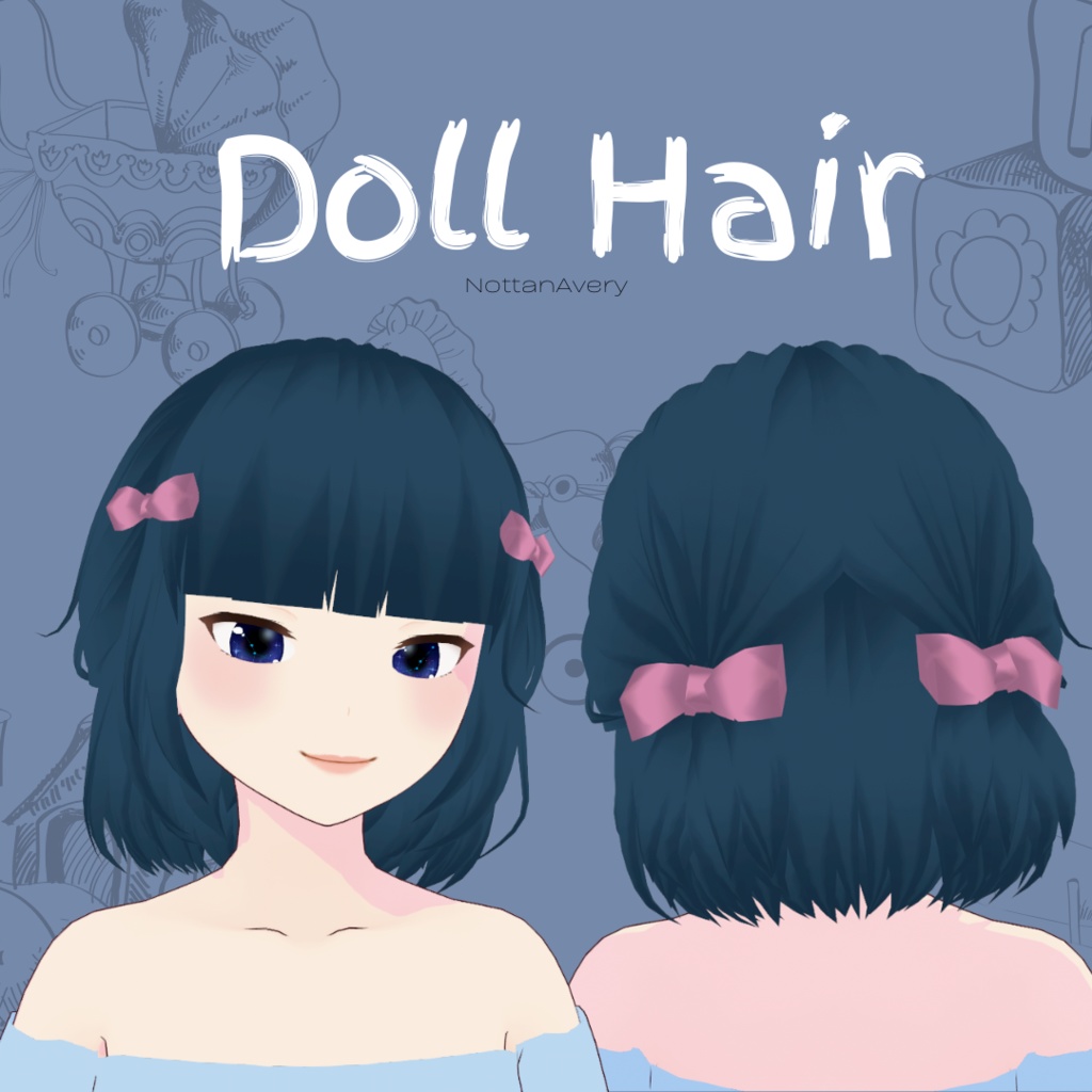 Doll Hair || VRoid Custom Item || Easy Recolor