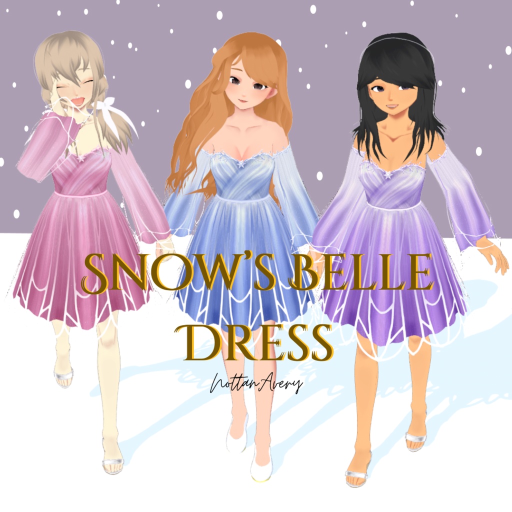 [VRoid] Snow's Belle Dress || Single item and Set