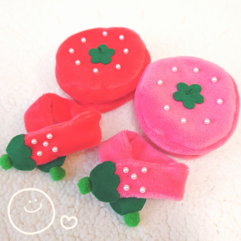 いちごベレー&マフラーセット【送料込み】