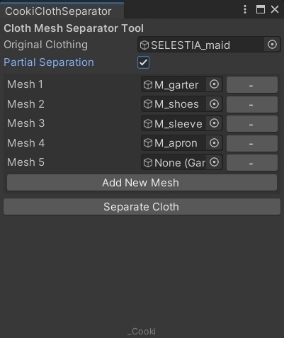 【VRChat】Cloth Separator (Unity Tool)