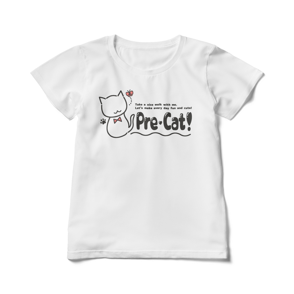 プリキャット レディースTシャツ (白)