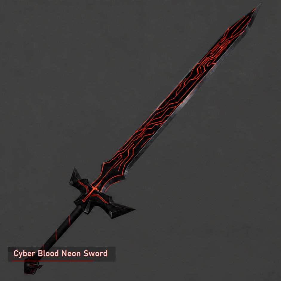 【3Dモデル/FBX・BLEND】赤いネオンのサイバーソード|Cyber BloodNeon Blade 2 v1.0