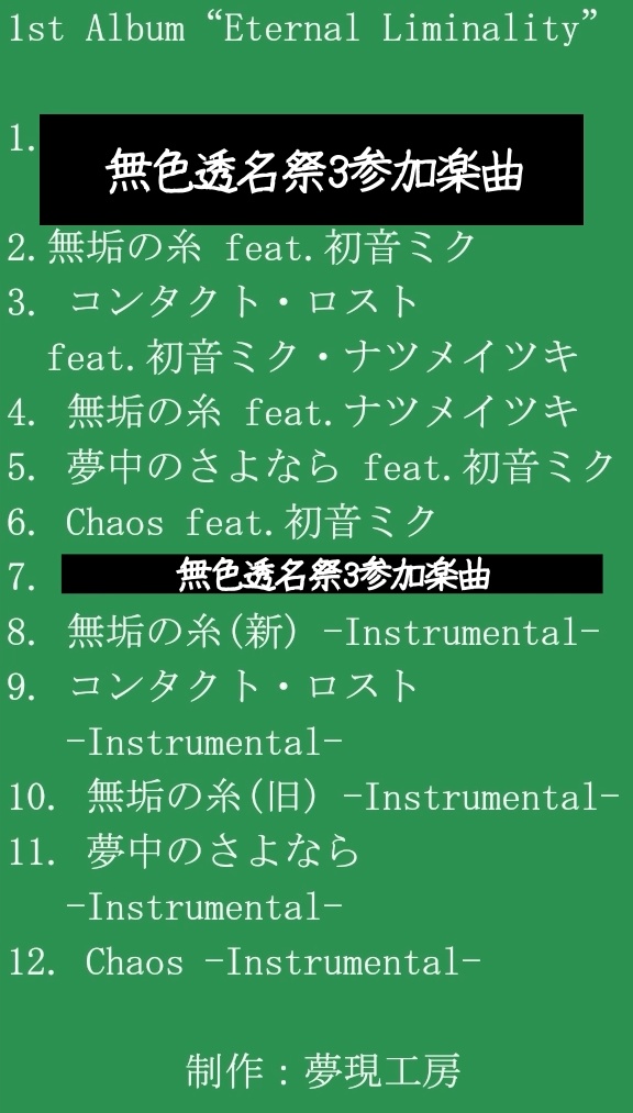 1st Album "Eternal Liminality" DLカード