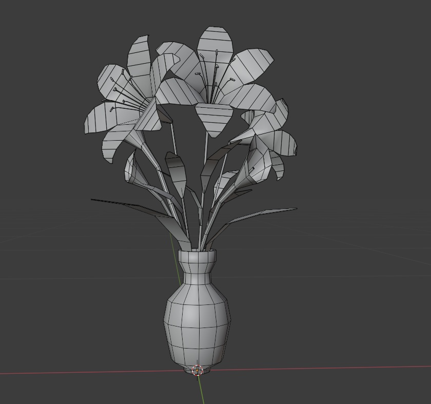 【3Dモデル】ユリの花瓶セット