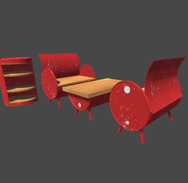 ドラム缶DIY家具セット【3Dモデル】