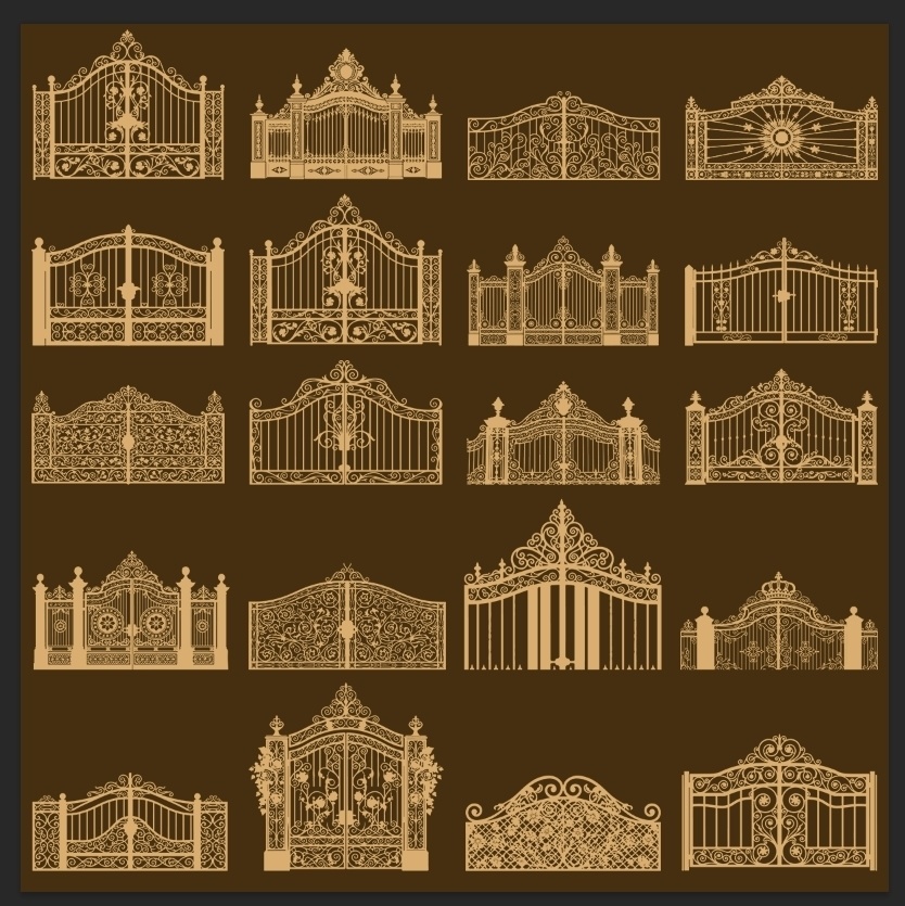 装飾的鉄製ゲートデザイン