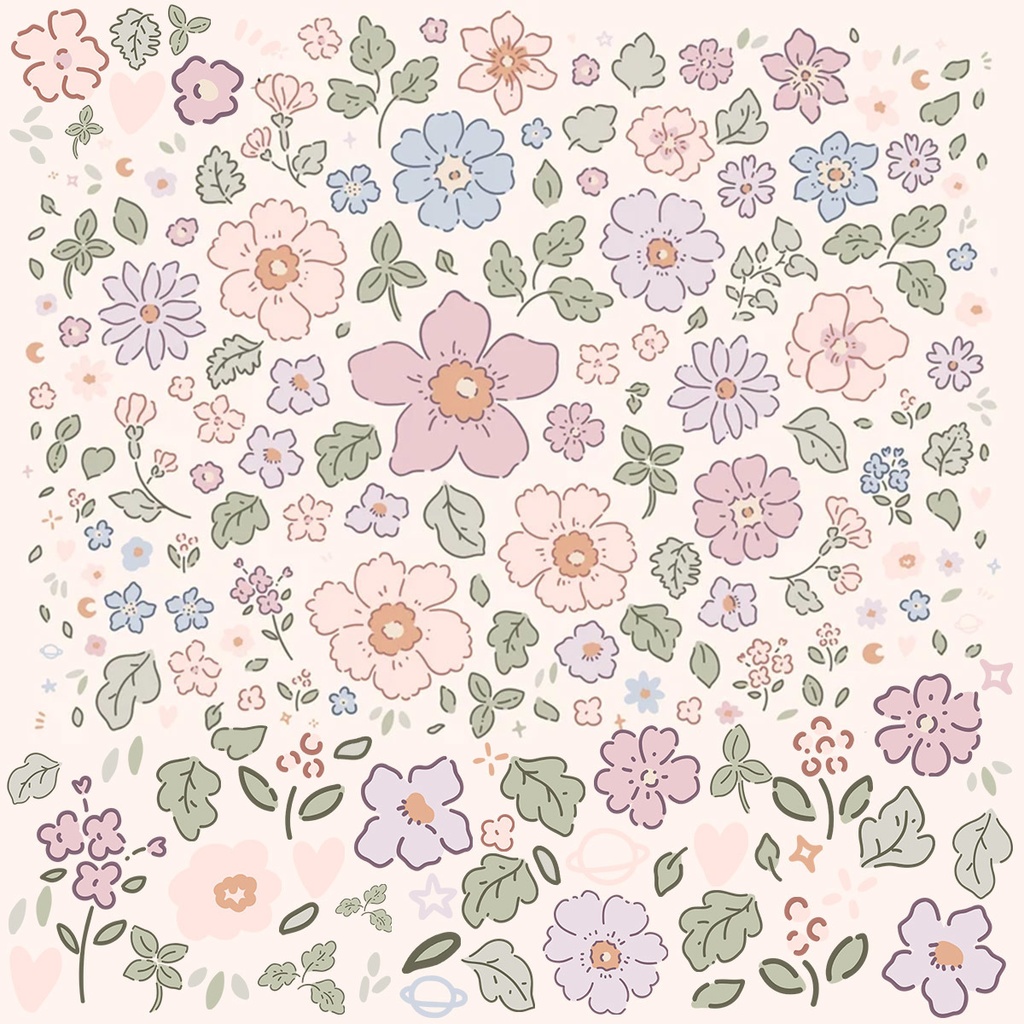 手描き風フラワーモチーフ素材セット