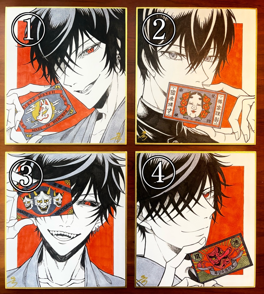 色紙原画『面×燐寸箱』シリーズ