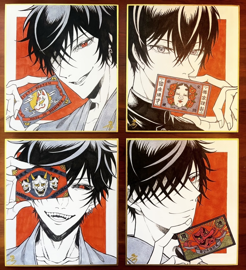 色紙原画『面×燐寸箱』シリーズ