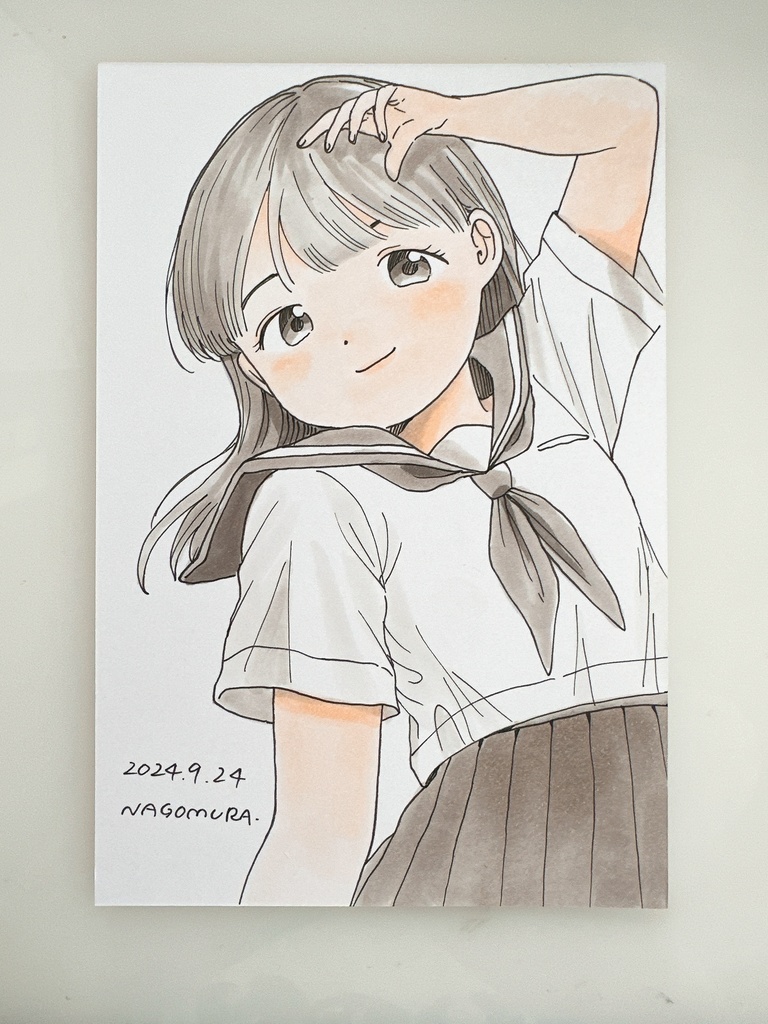 ハガキ原画(寝転ぶ)