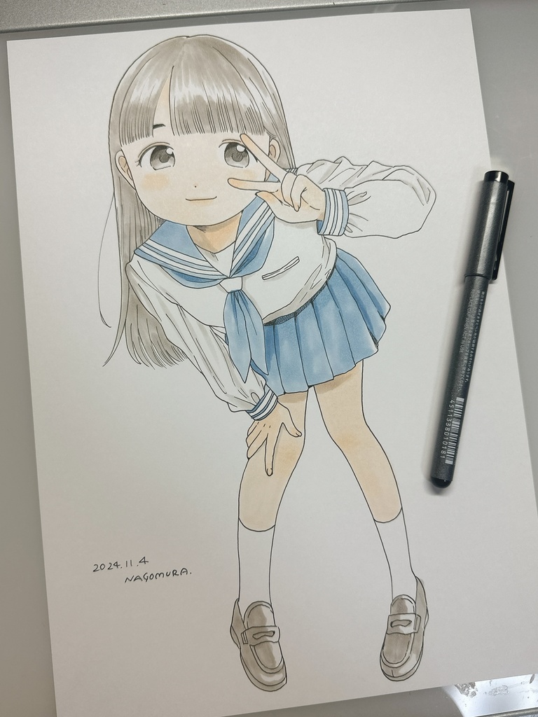 A4原画(水色セーラー・全身)