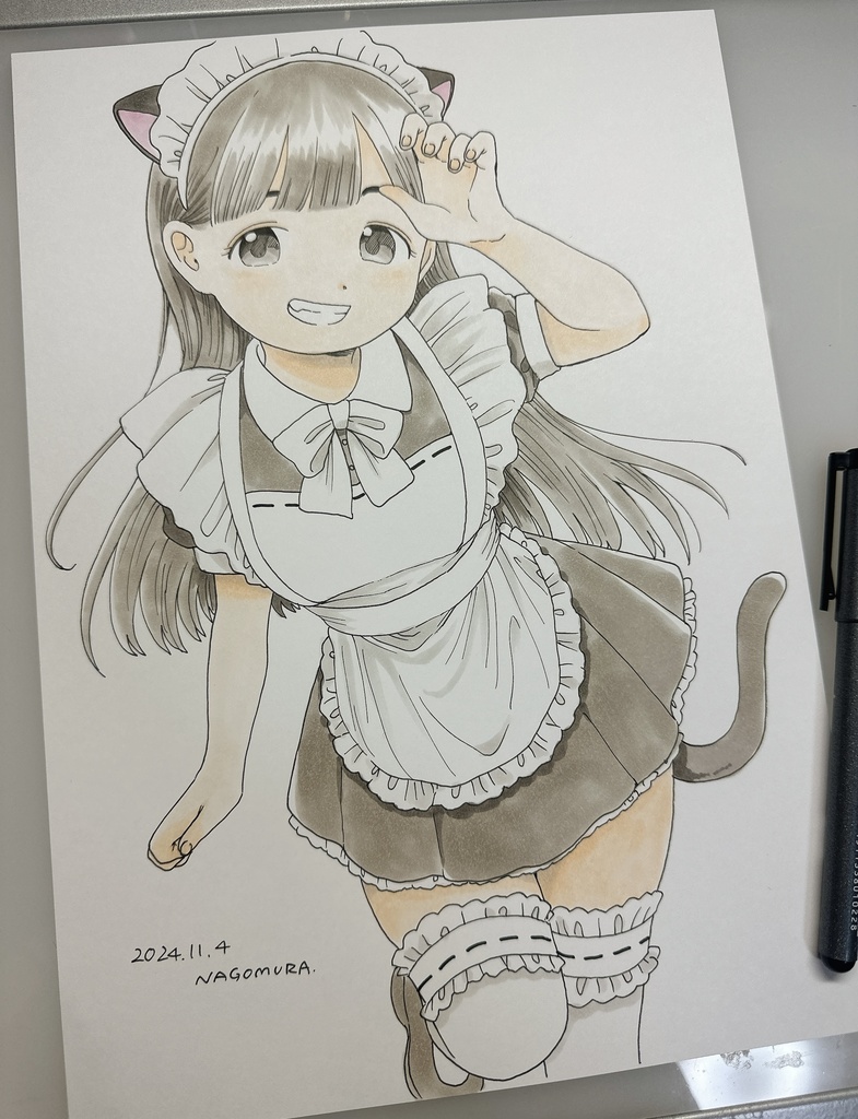 A4原画(猫耳メイド)