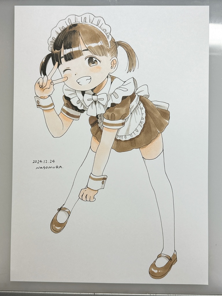 A4原画(元気なメイドさん)
