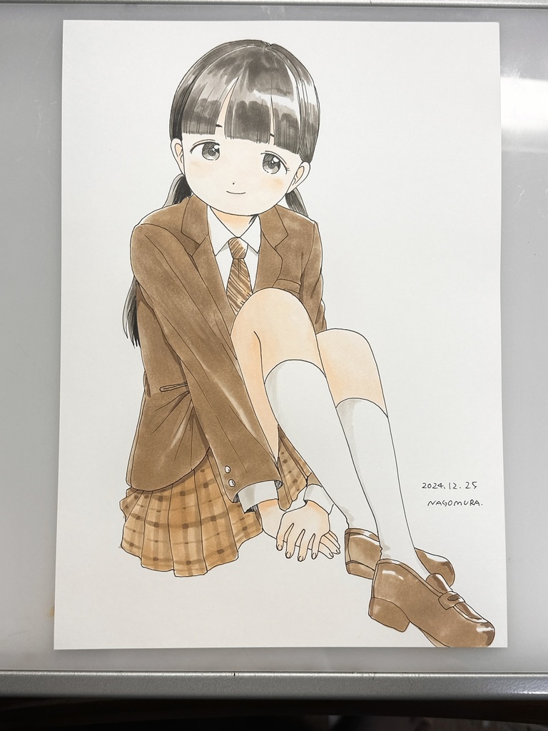 A4原画(ブレザー・ふたつ結び)