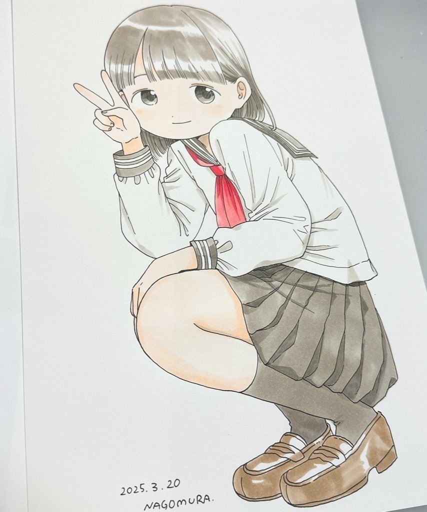 「しゃがむ」A4原画