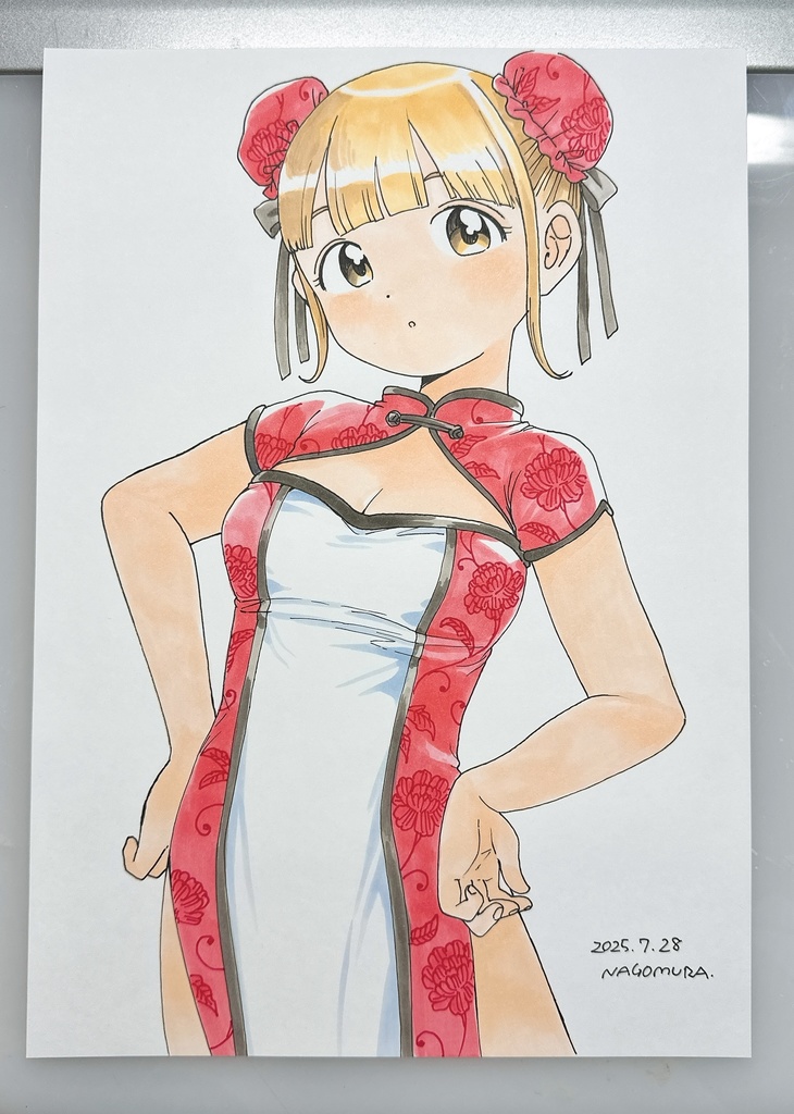 A4原画「金髪チャイナ服」