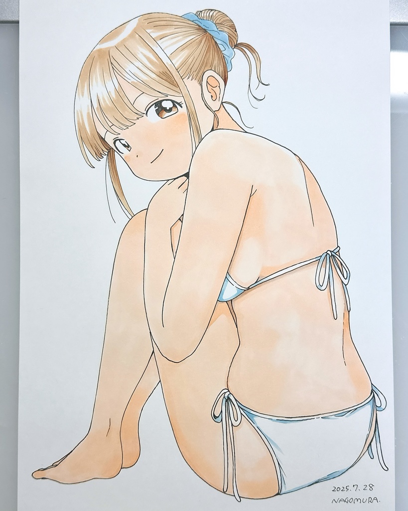 A4原画「見返り水着」