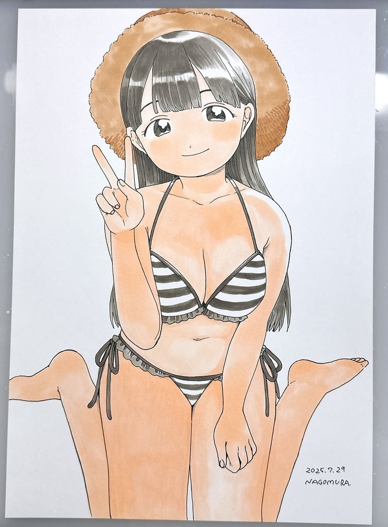 A4原画「しましま水着」