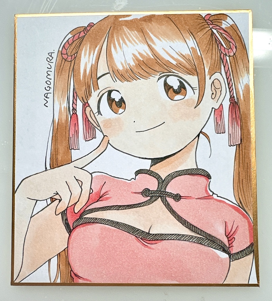 ミニ色紙「ツインテチャイナ服」
