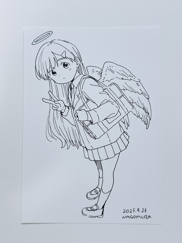 A5ドローイング「学生天使」