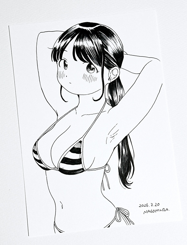 A5原画「しましま水着」