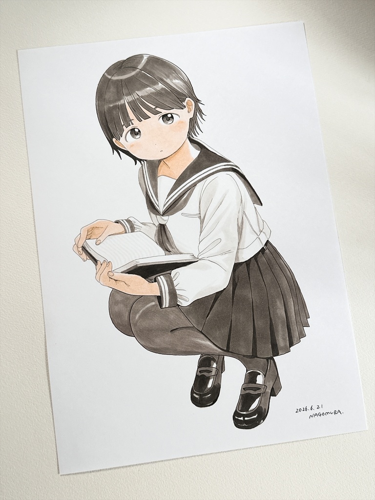 A4サイズ原画「読む」