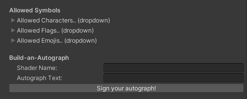 Autograph Shader (VRChat 3D Text/用3Dテキストシェーダー)