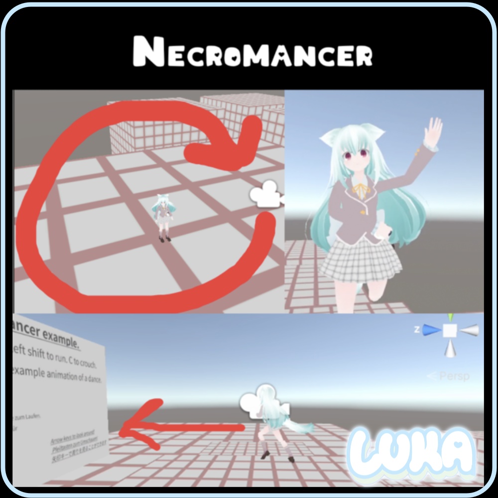 [VRC/Unity Script] Necromancer: VRChatのアバターをUnityで操作したり、カメラを自動化したり、.animファイルを作ったりすることができます