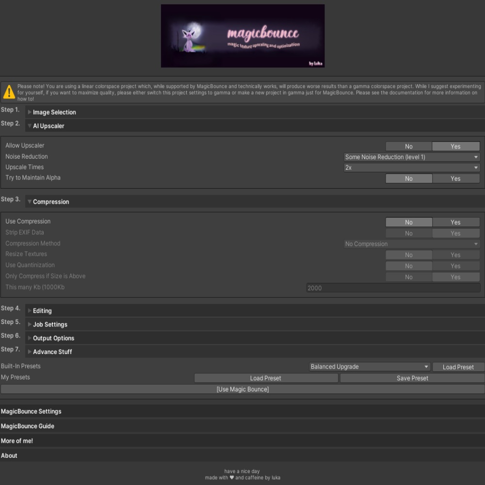 MagicBounce (Texture Upscaler & Optimiser/テクスチャのアップスケーラー&最適化ツール)
