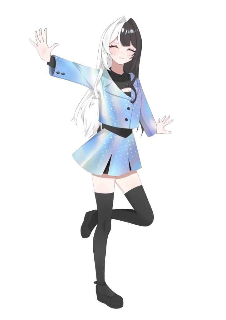 汎用モデル オーロラ 制服 女の子 VTuber
