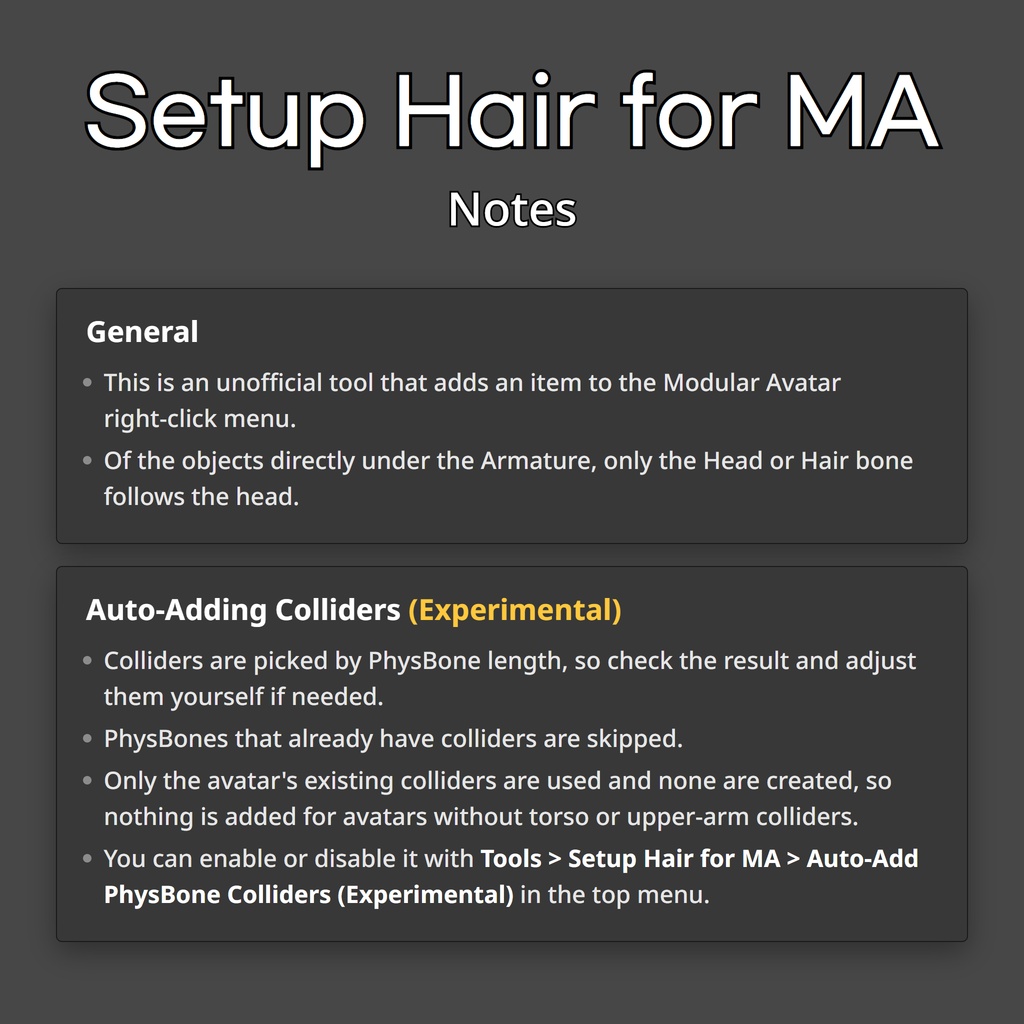 Setup Hair for MA