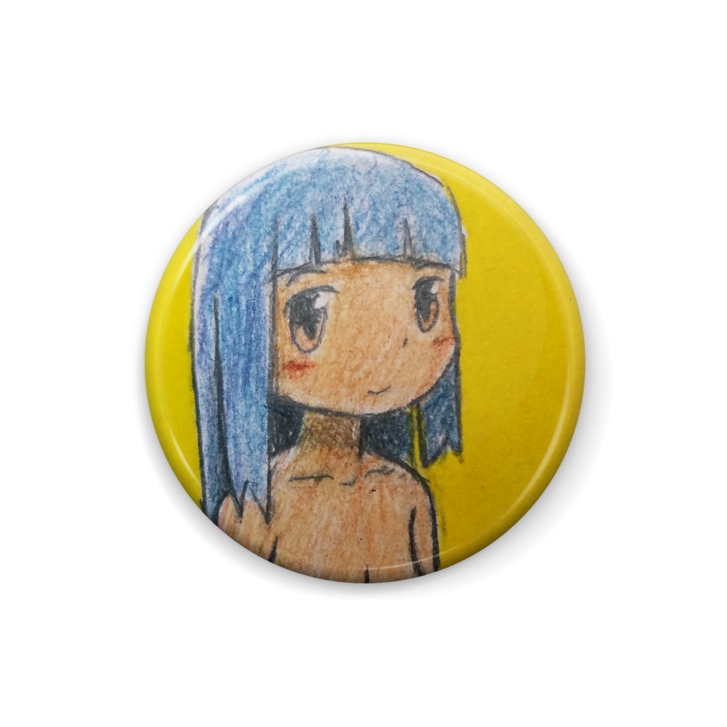 青い髪の女の子の缶バッジ