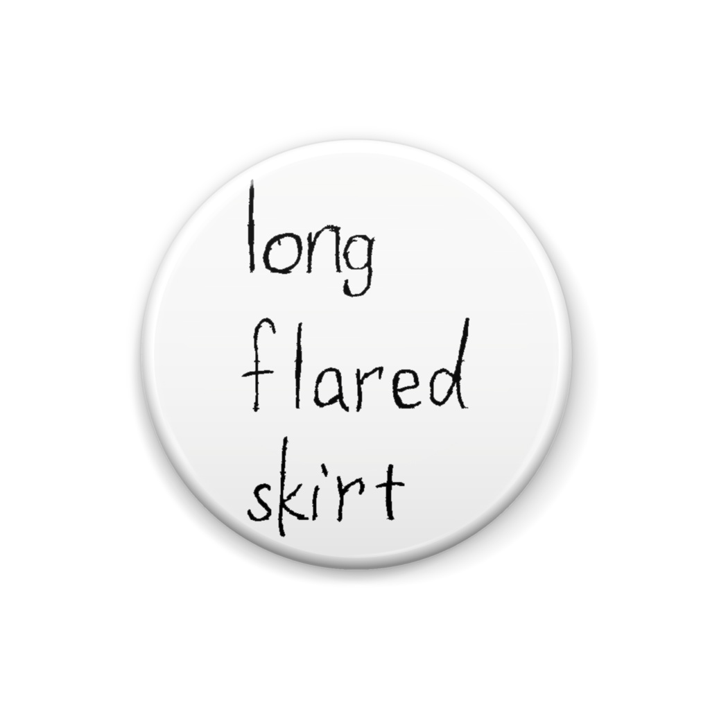 long flared skirt can badge