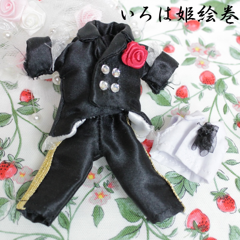 オビツ11♥ピコドー♥PICCODO♥服♥コスチューム♥黒王子♥ラインテープ♥ショートリボン