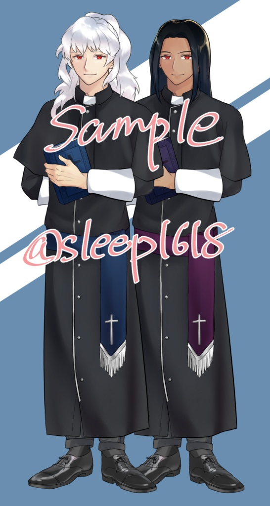 【立ち絵素材】白髪の神父&褐色の神父