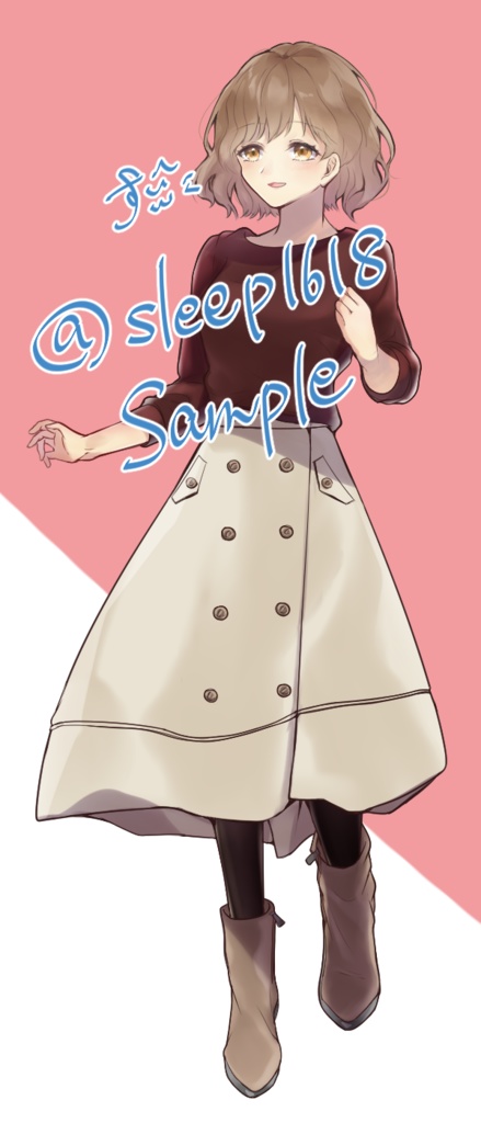 【立ち絵素材】トレンチスカートの女性