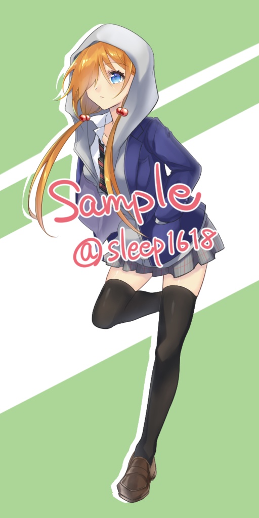 【立ち絵素材】パーカーと制服の少女