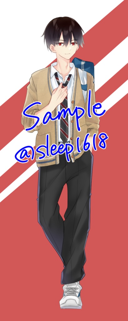 【立ち絵素材】黒髪赤目の少年