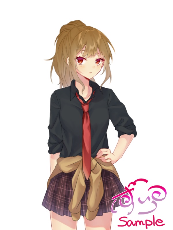 【立ち絵素材】茶髪ポニテの少女