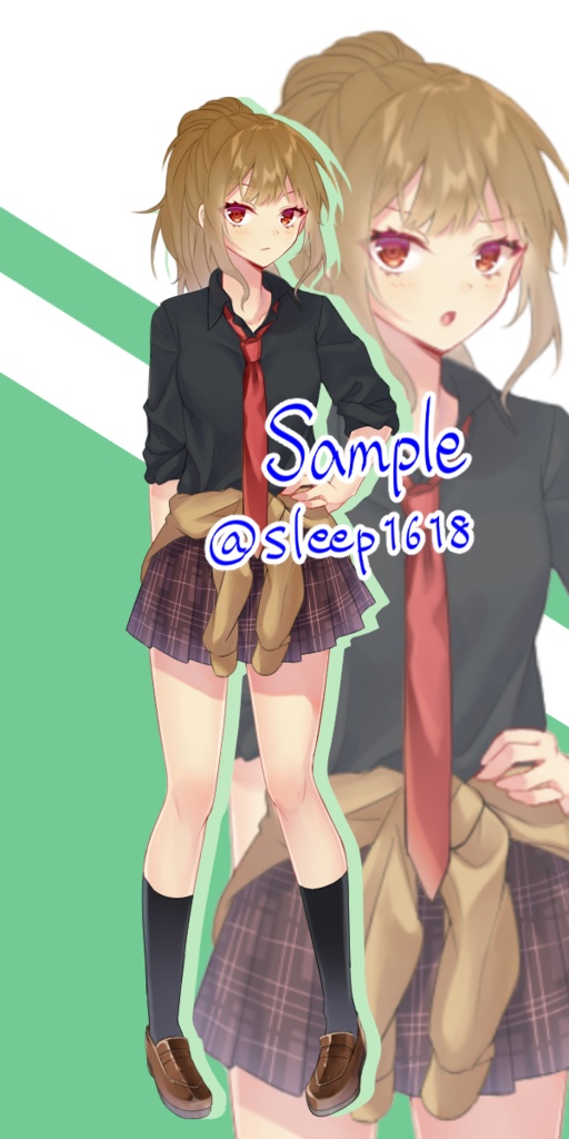 【立ち絵素材】茶髪ポニテの少女