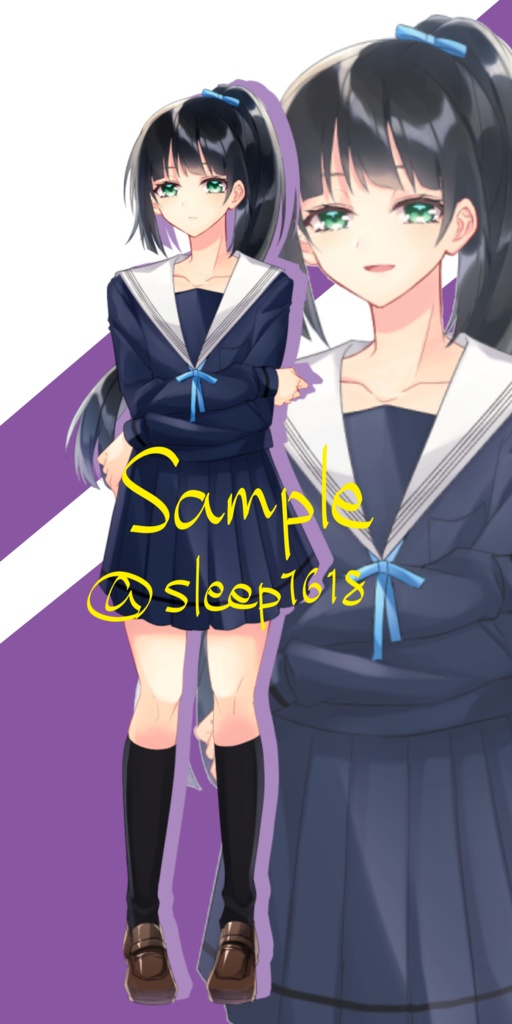 【立ち絵素材】黒髪ポニテの少女