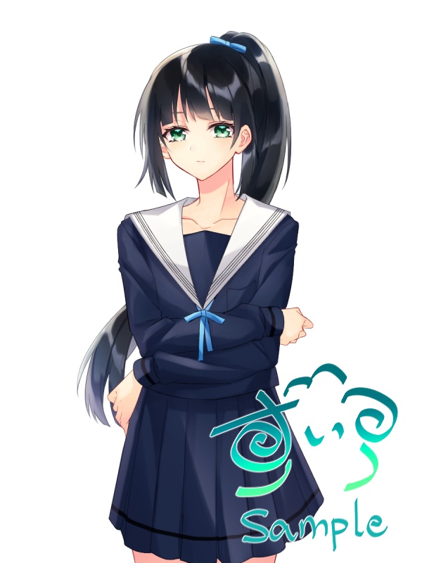 【立ち絵素材】黒髪ポニテの少女