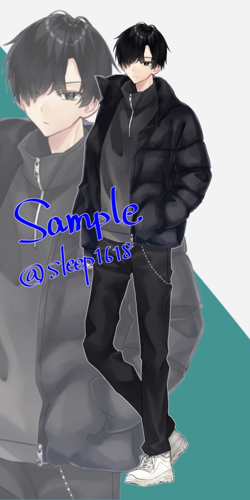 【立ち絵素材】黒っぽい青年