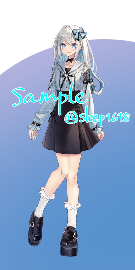 【立ち絵素材】水色地雷系女子