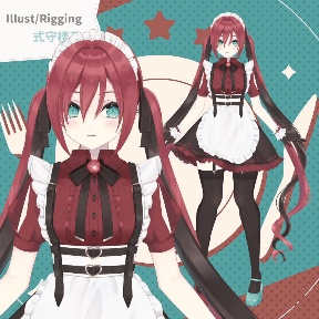 【限定1点/VTS対応】ラズベリー色のメイドさん※三面図付き