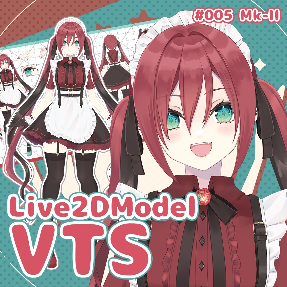 【限定1点/VTS対応】ラズベリー色のメイドさん※三面図付き