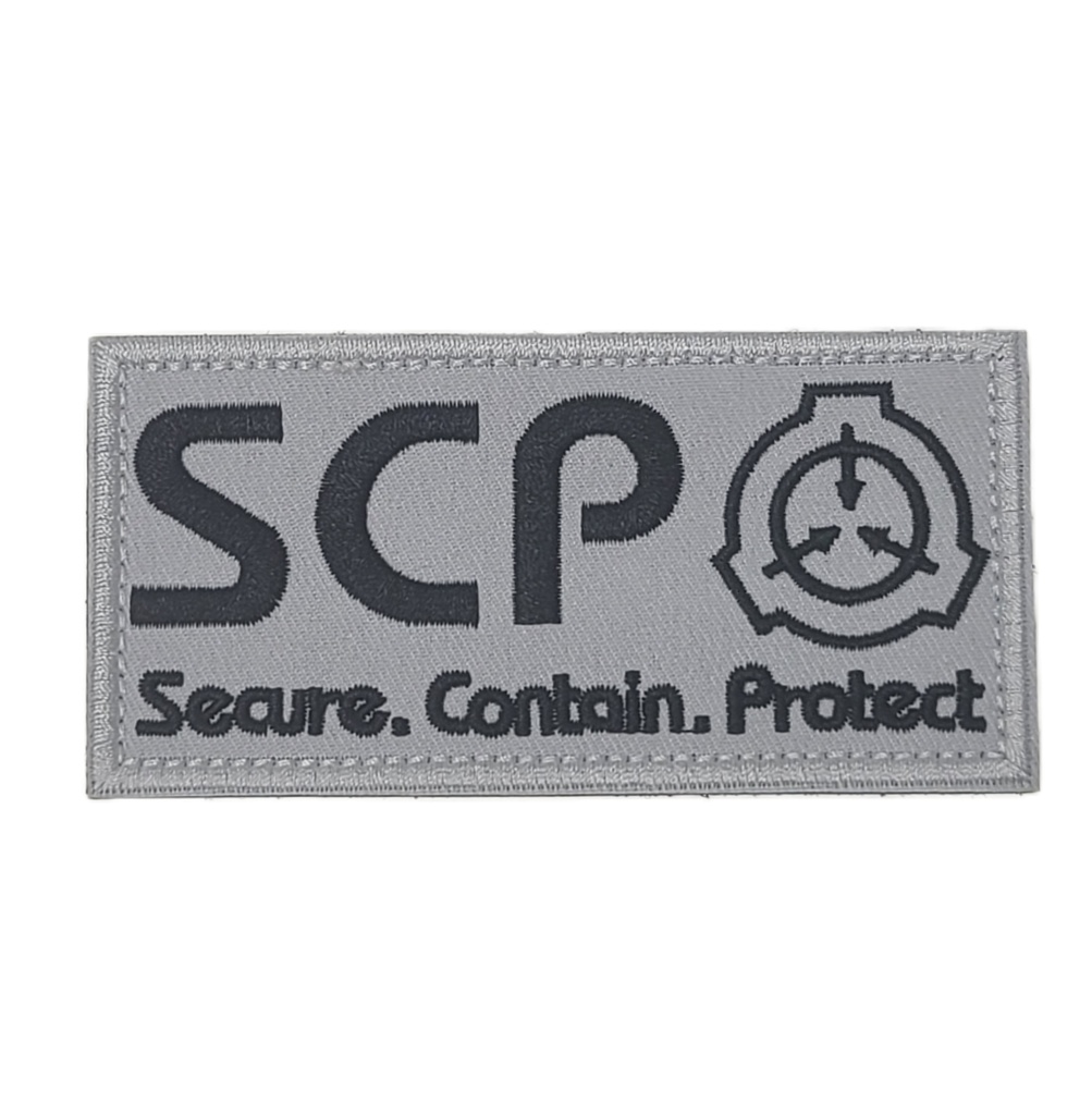 ミリタリー刺繍ワッペン ベルクロ仕様/SCPマーキング風 Mサイズ ホワイト  SCP財団 サバイバルゲーム