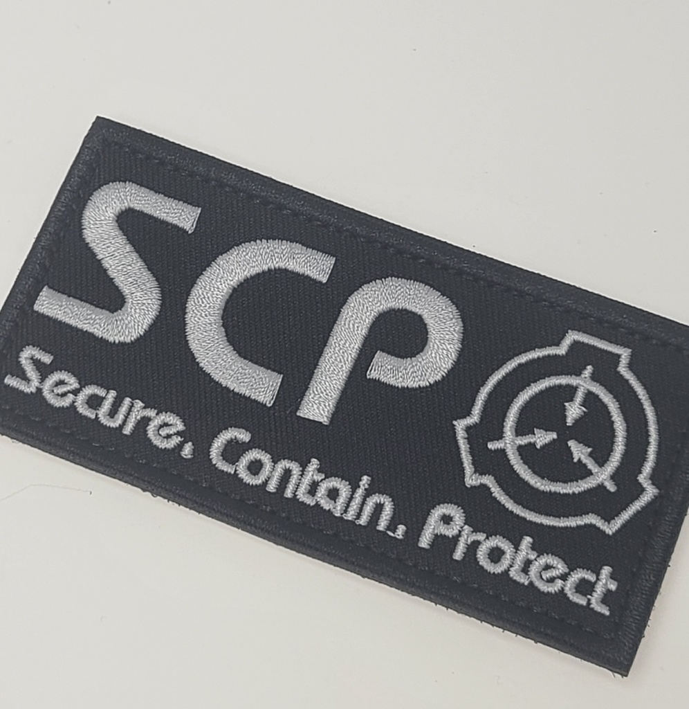 ミリタリー刺繍ワッペン ベルクロ仕様/SCPマーキング風 Mサイズ ブラック SCP財団 サバイバルゲーム