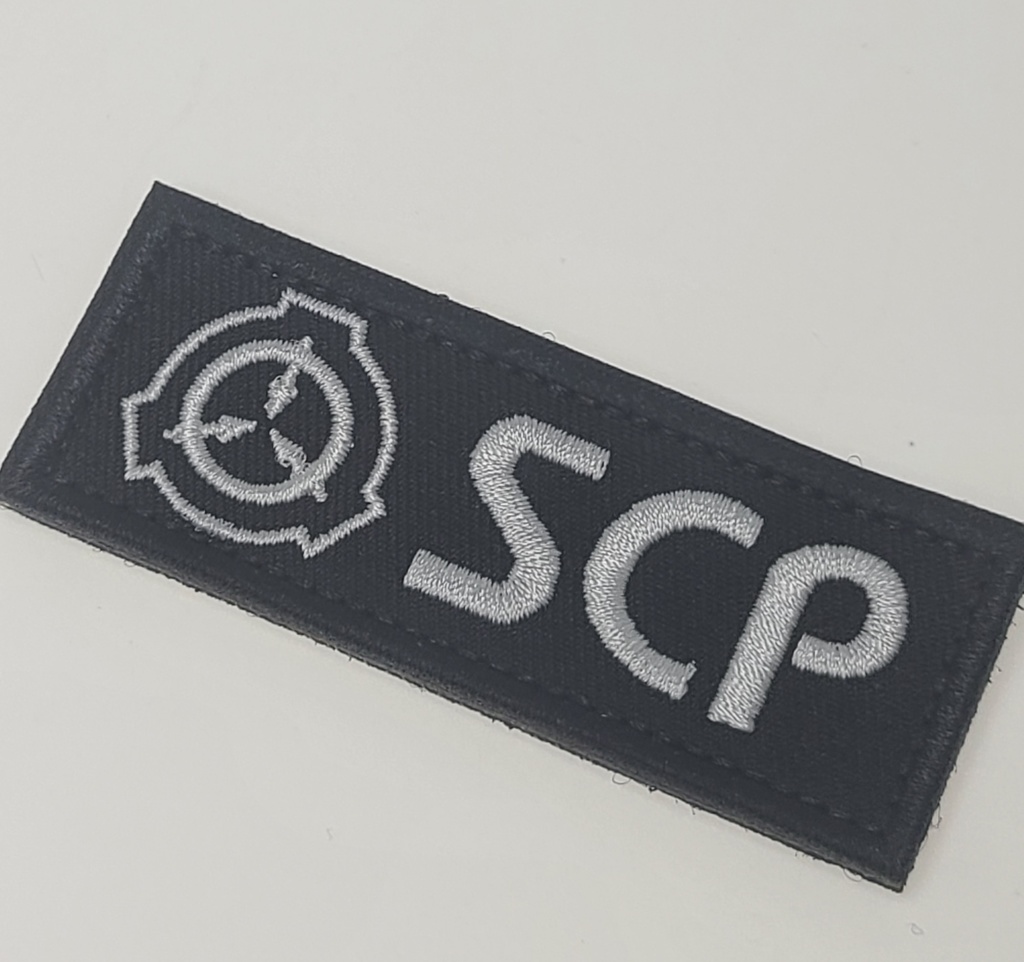 ミリタリー刺繍ワッペン ベルクロ仕様/SCPマーキング風 Sサイズ ブラック  SCP財団 サバイバルゲーム